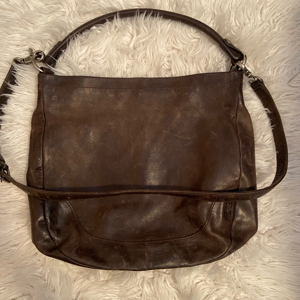Frye Dark Brown Leather Hobo Bag